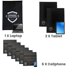 Load image into Gallery viewer, Digital Forensics Lab Kit – 9-Piece Faraday Starter Set (1 Laptop, 2 Tablet, 6 Cellphone Cases)