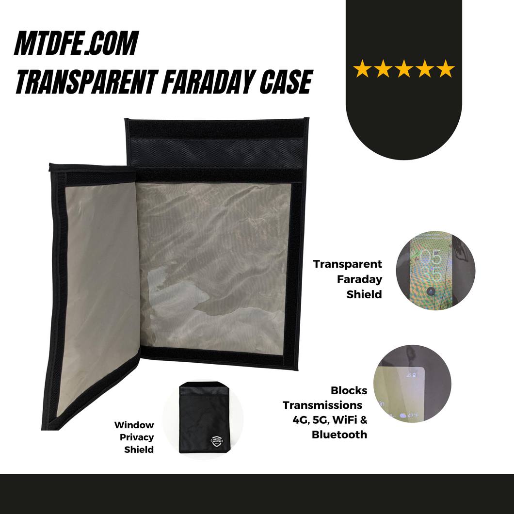 Transparent Window Cellphone | Tablet Signal Blocking Faraday Case with Roll Top Velcro Seal