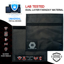 Load image into Gallery viewer, Halcyon Non-Window Faraday Bag for Phones // Signal Blocking Faraday Cage Prevents Hacking Tracking Spying, Device Shielding for Law Enforcement Military Digital Forensics, EMP CME Protection Black
