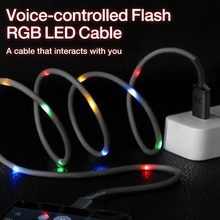 Load image into Gallery viewer, USB A to C Sound Activated Control Flash RGB LED Light Up Charger Cable
