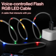 Load image into Gallery viewer, USB A to C Sound Activated Control Flash RGB LED Light Up Charger Cable
